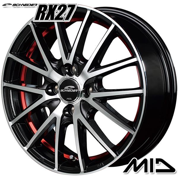 ホイールセット 165/80R14 97/95N 14インチ 4H100 MID シュナイダー RX27 RED TOYO オープンカントリー R/T ホワイトレター