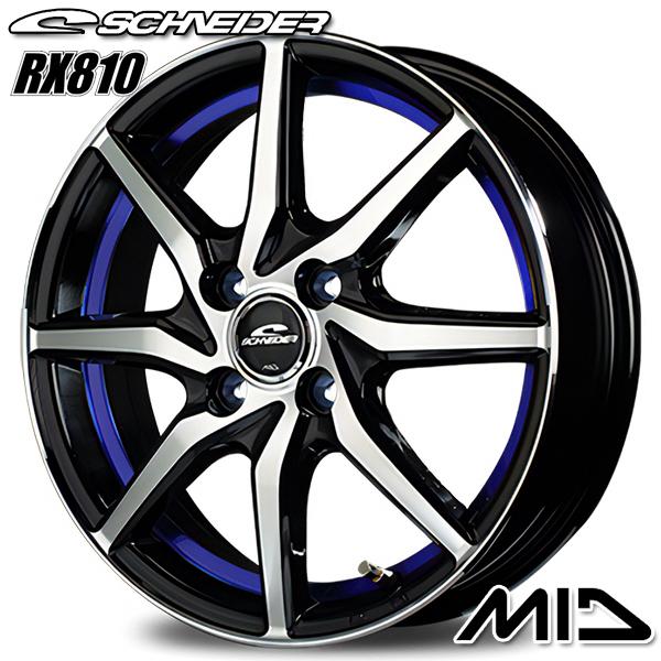 サマータイヤ ホイールセット 145/80R12インチ 80/78N 4H100 MID RX810 BLUE バン用 ブリヂストン K370