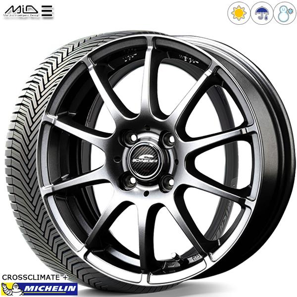 CROSSCLIMATE - 165/65R14in ミシュラン クロスクライメート つけ加える 4H100 オールシーズンタイヤホイール4本仕掛ける MID スタッグ MG タイヤ、ホイール-オールシーズンタイヤ、ホイールセット-車、バイク、自転車