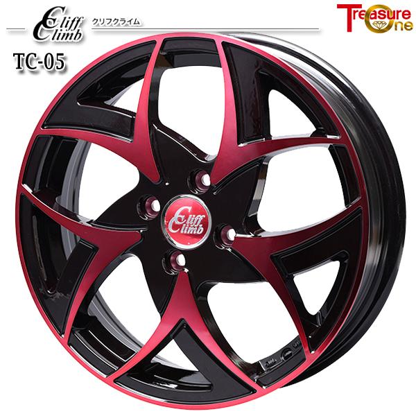 サマータイヤ ホイールセット 145R14C 14インチ 4H100 トレジャーワン クリフクライム TC05 レッド ヨコハマ ジオランダー X-AT G016