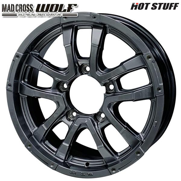 ホットスタッフ マッドクロス ウルフ 15インチ 6.0J 5H139.7 +0 ガンメタリック アルミホイール単品 1本 4本以上送料無料
