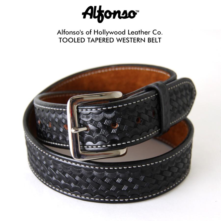 ALFONSO'S OF HOLLYWOOD LEATHER 幅3.7cm レザーベルト メンズ ALFONSO'S OF HOLLYWOOD LEATHER 幅3.7cm レザーベルト メンズ