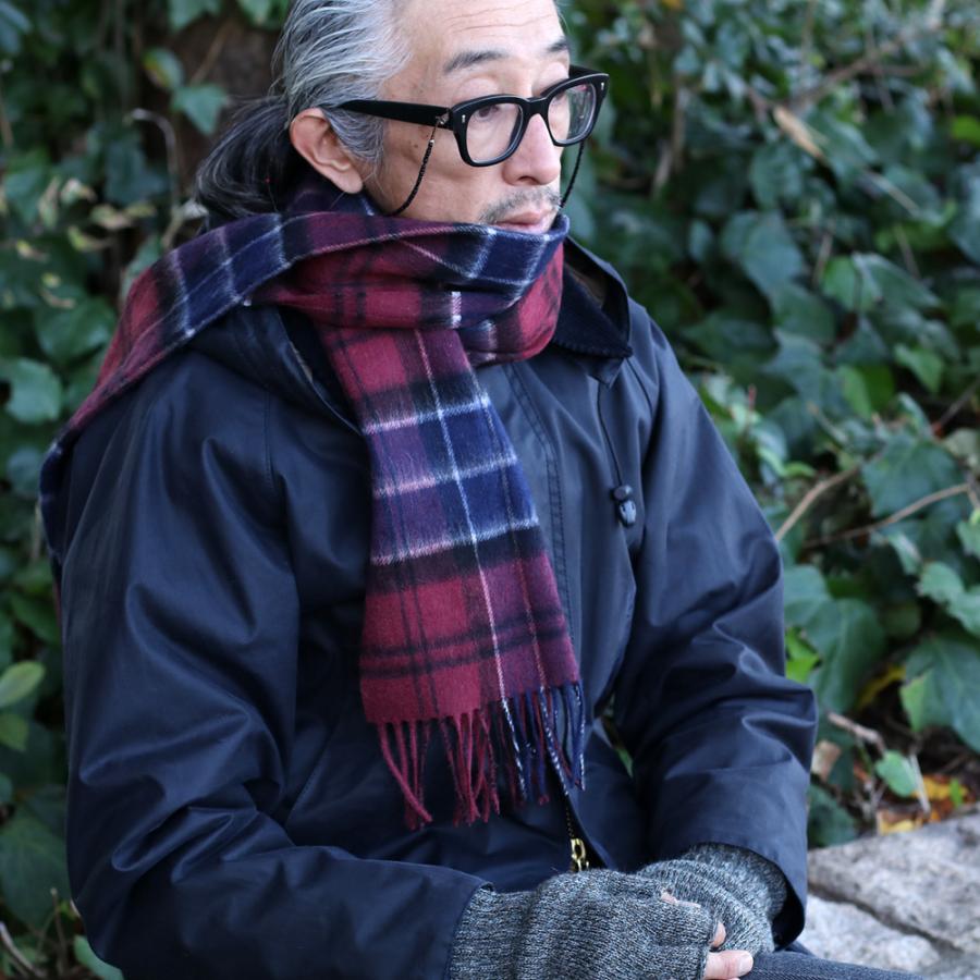 新品未使用 Barbou バブアー ラムウールタータンスカーフ ブルー Barbour（バブアー） タータン ラムズウール カシミア スカーフ