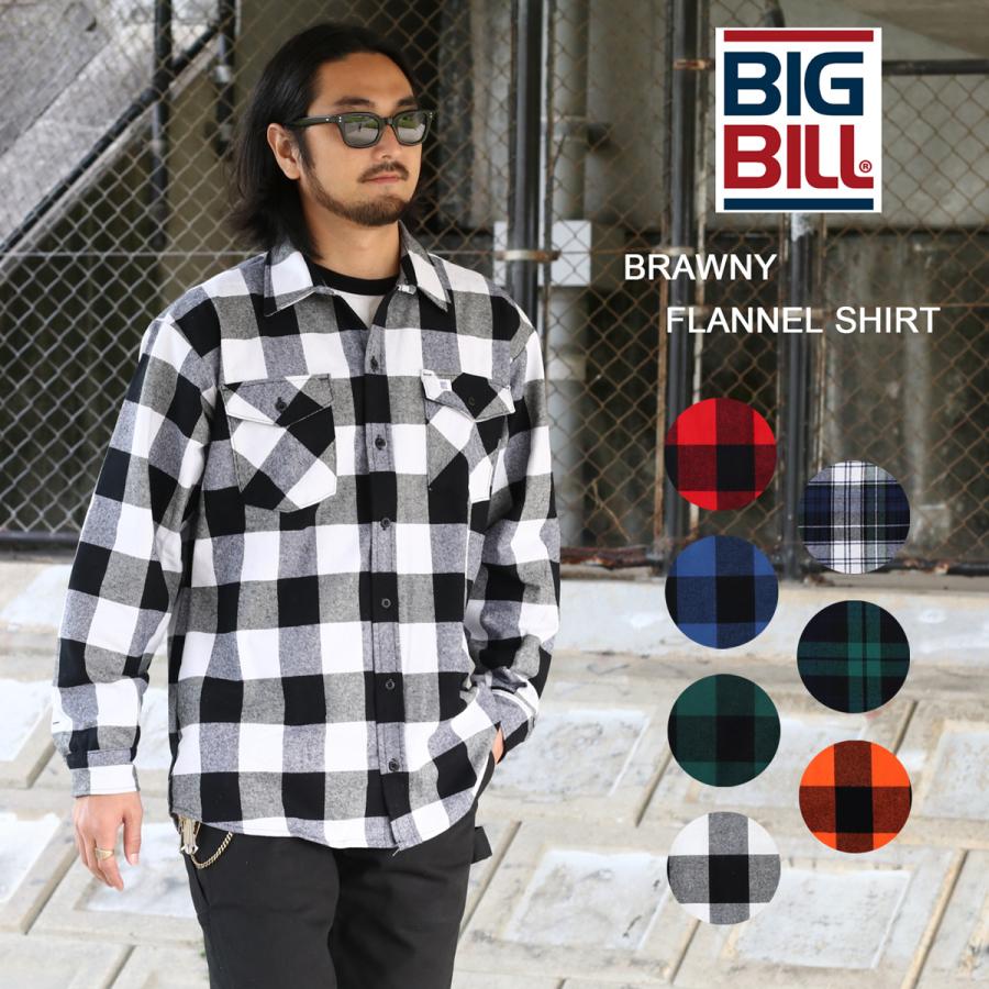 90's US古着 オンブレチェックネルシャツ ビッグサイズ 黒白 BIG BILL ビッグビル Premium Brawny Flannel Work Shirt 121