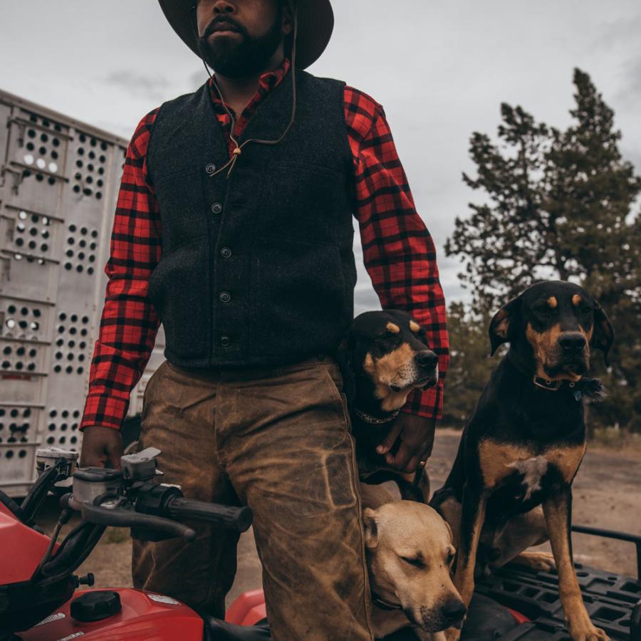 FILSONウールハンティングベスト　バッファローチェック　USA製　42 FILSON マッキーノウールベスト アラスカフィット アメリカ製 US