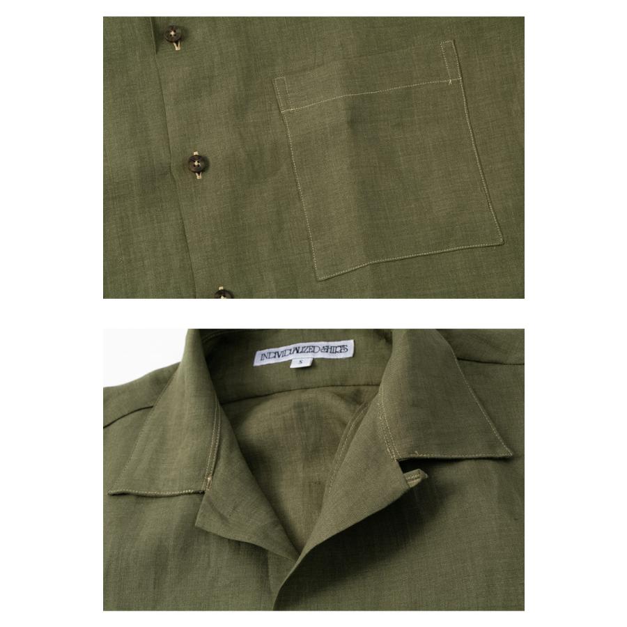 INDIVIDUALIZED SHIRTS オープンカラーリネン半袖シャツ インディビジュアライズドシャツ