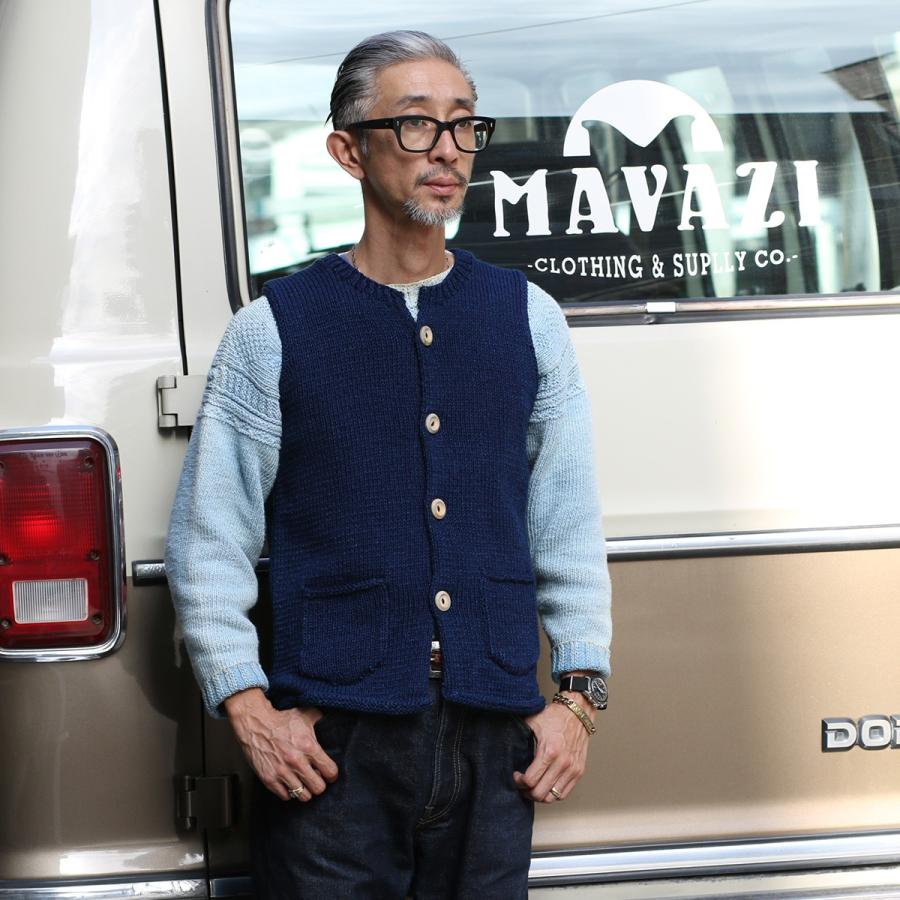 INVERALLAN インバーアラン ベスト デニムヤーン コットンニット INVERALLAN インバーアラン ベスト デニムヤーン コットンニット
