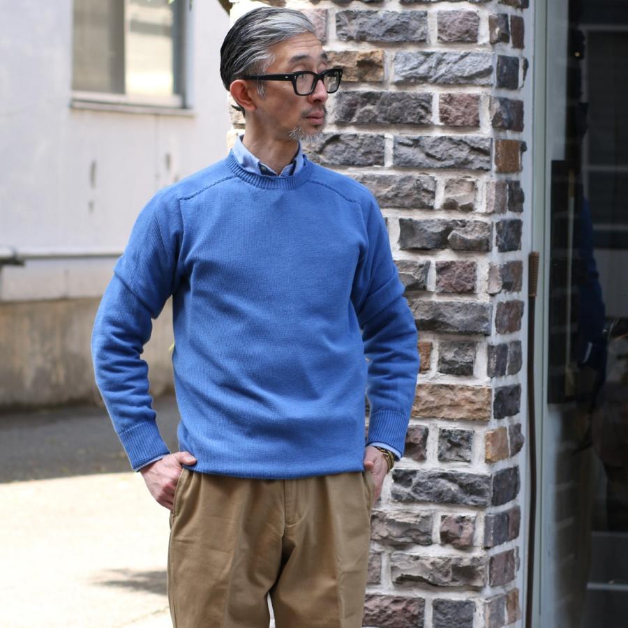 インバーアラン⭐︎4Aコットンニット⭐︎ネイビー⭐︎メンズS程度 INVERALLAN インバーアラン ニット セーター メンズ コットン