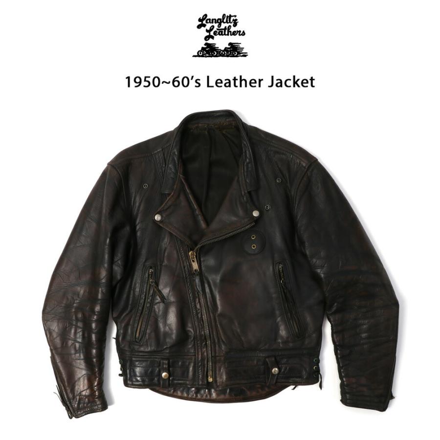 海外製 50s Cal-Leather 60s ポリスマン ダブルライダースジャケット ライダースジャケット
