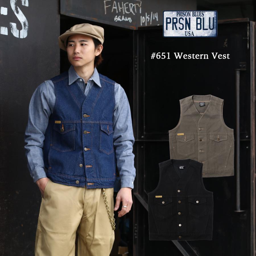 【USA製デッドストック】w90sWillis& ポプリンベスト PRISON BLUES プリズンブルース 651 Western Vest ウエスタンベスト