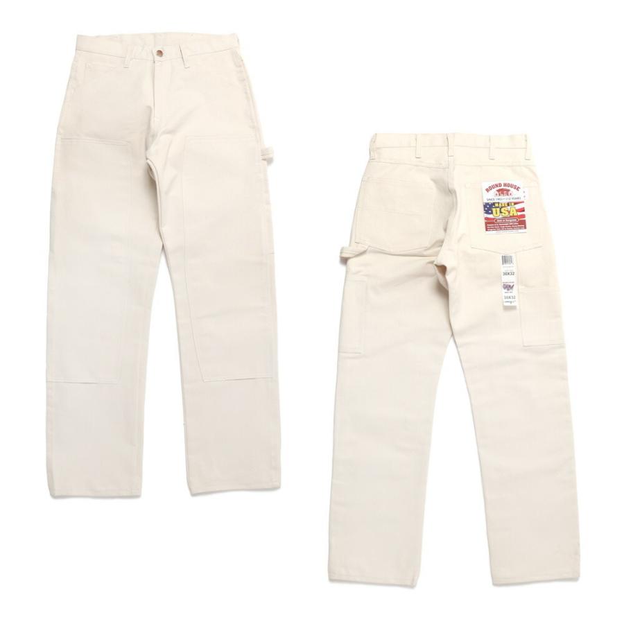 ROUND HOUSE ダブルニー ペインターパンツ ホワイト 汚れあり ROUND HOUSE ラウンドハウス MADE IN USA ダブルニーペインター
