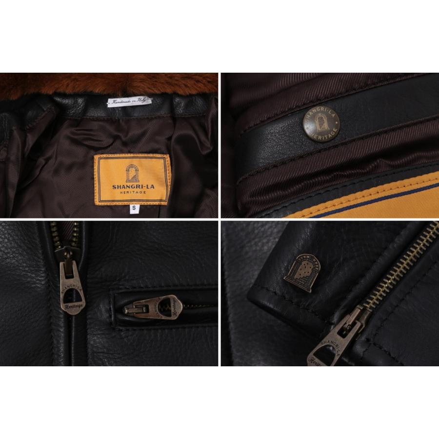 SHANGRI-LA HERITAGE シャングリラ ヘリテージ ファーカラー VARENNE  レザージャケット BLACK BROWN 全2色 MADE IN ITALYの画像