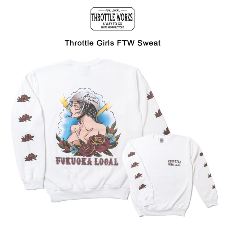 Throttle Works スロットルワークス スロットルガール FTW クルーネック スウェット ホワイト