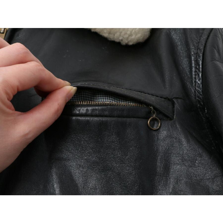ヴィンテージ　ムートン　ジャケット　イングランド製　50〜60年代 VINTAGE 1960's Unknown Leather Jacket with Mouton Lining