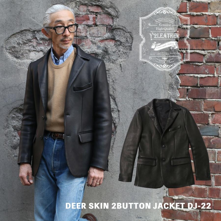 Y'2 LEATHER ワイツーレザー DEER SKIN 2BUTTON JACKET DJ-22 鹿 Y'2 LEATHER ワイツーレザー DEER SKIN 2BUTTON JACKET DJ-22 鹿