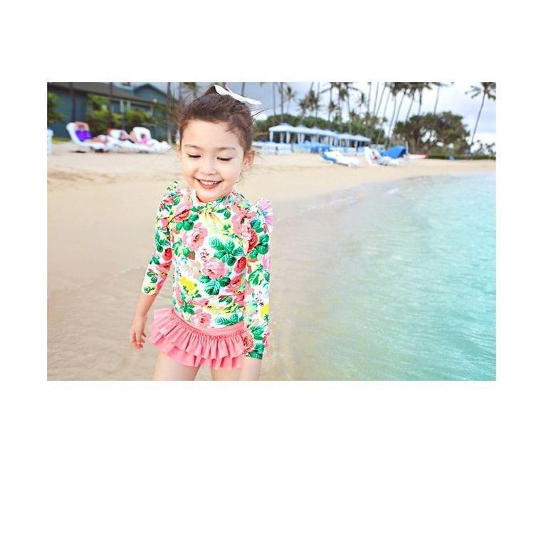 キッズ 子供服 女の子  水着　スイムウェア　韓国子供服 海外ブランド　フラワーラッシュセット　メール便対応｜mavelous