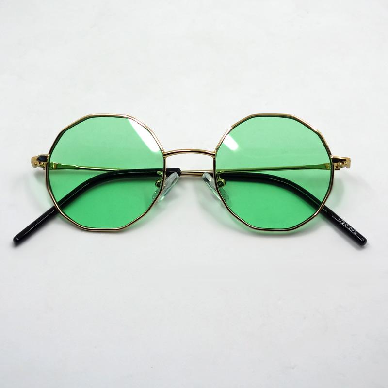 サングラス メンズ レディース 鼻あて 多角形 丸目 ラウンド型 メタル