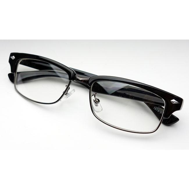 おしゃれ 伊達メガネ メンズ 細めのレトロデザイン セルメタル