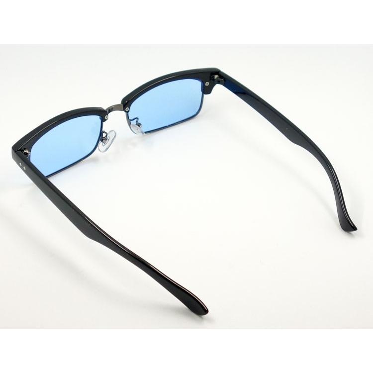 おしゃれ サングラス メンズ 細め サーモント型 セル メタル UVカット