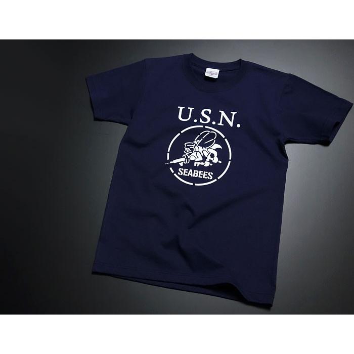 極厚 Tシャツ メンズ 半袖 ミリタリー NAVY スーパーヘビーウェイト 米海軍 SeaBees 紺 ネイビー｜mavericks｜06