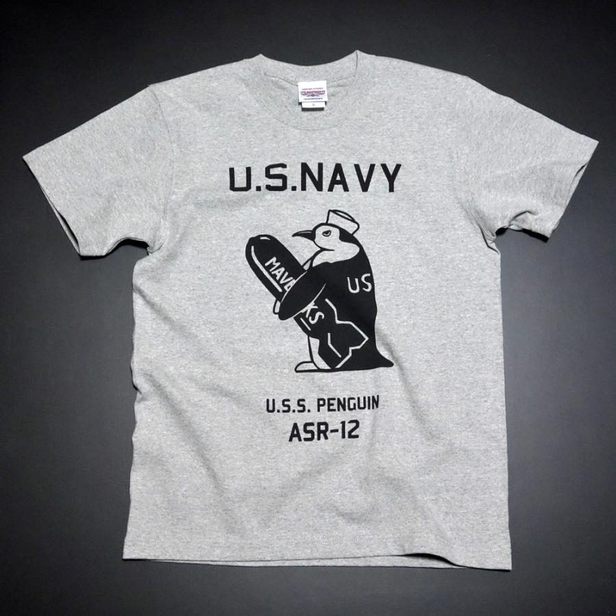 極厚 アメカジ Tシャツ 厚手 MAVERICKS ブランド 半袖 メンズ ミリタリー 米海軍ペンギン USS.PENGUIN 白 ホワイト 灰色 グレー｜mavericks｜13