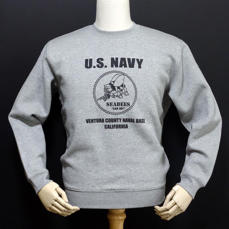 ミリタリー スウェット トレーナー メンズ 厚手 裏起毛 米海軍 SeaBees