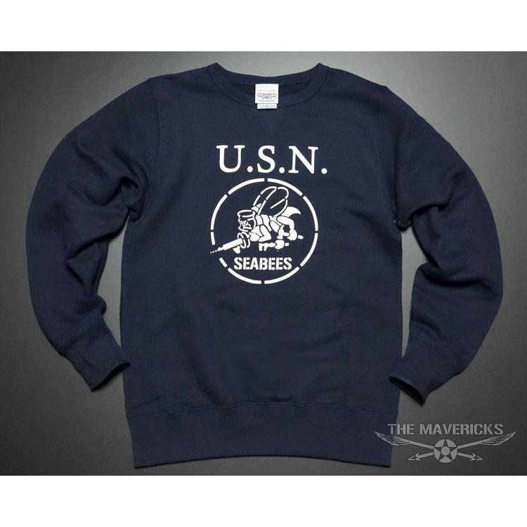 The Mavericks ブランド ミリタリー スウェット トレーナー メンズ 長袖 8 4oz ビンテージ 裏パイル Navy 米海軍 Seabees ネイビー 紺 Cbstsw Generalstore Yoneya 通販 Yahoo ショッピング