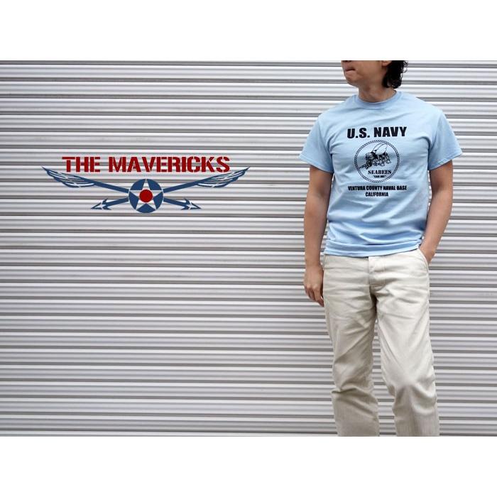 ミリタリー 半袖 Tシャツ メンズ 米海軍 SeaBees 蜂モデル THEMAVERICKS ブランド 水色 ライトブルー｜mavericks｜06