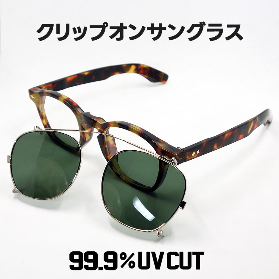 2WAY クリップオン 偏光 サングラス ブルーライトカット レンズ