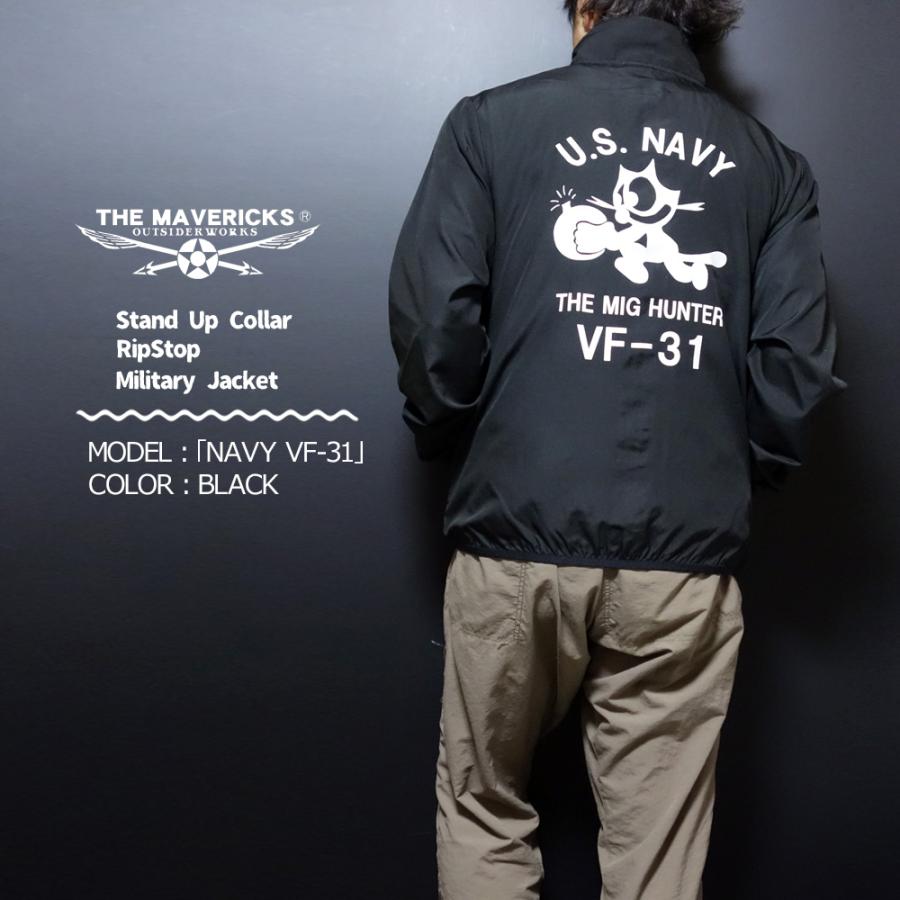 新品 ミリタリージャケット XL 米海軍 NAVY黒猫モデル ブラック 黒 THE MAVERICKS ブランド スタンドカラー ミリタリー ジャケット