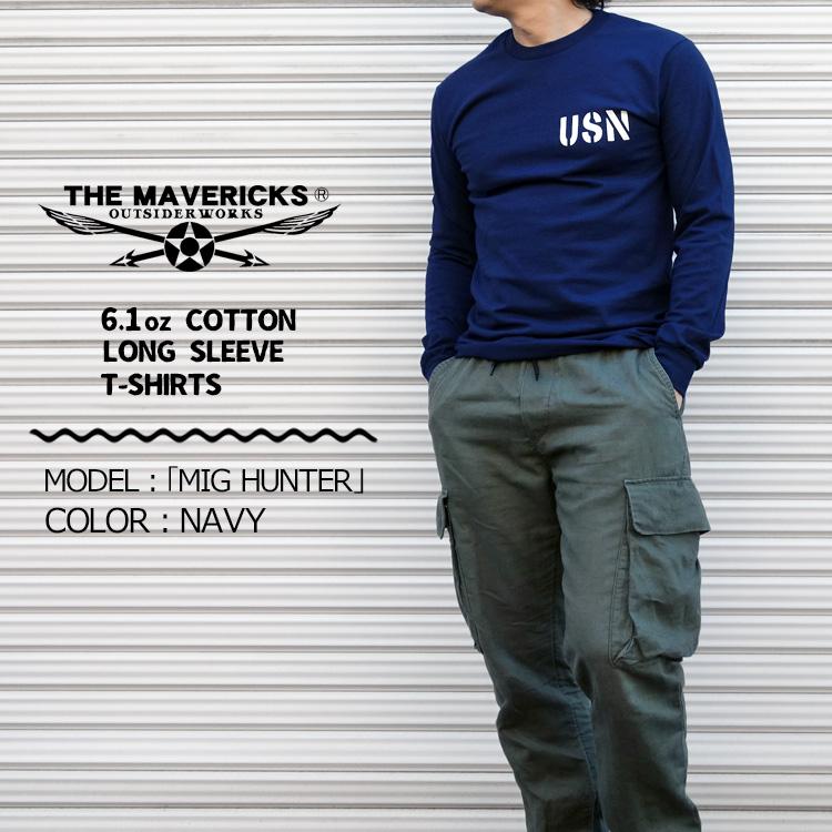 ミリタリー 長袖Tシャツ メンズ MAVEVICKS ブランド 綿100% NAVY 米海軍 黒猫 ネイビー 紺 40代 50代 | ブランド登録なし | 01