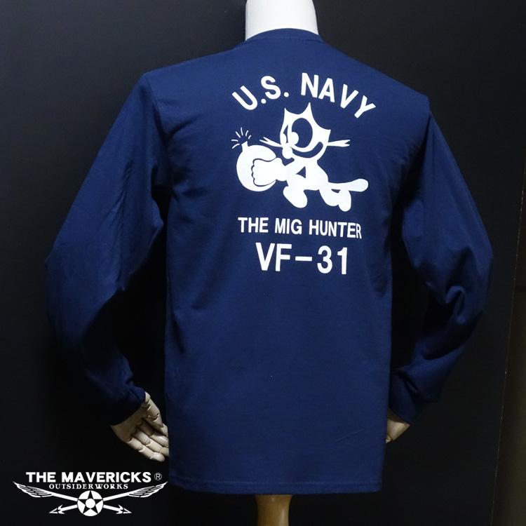 ミリタリー 長袖Tシャツ メンズ MAVEVICKS ブランド 綿100% NAVY 米海軍 黒猫 ネイビー 紺 40代 50代 | ブランド登録なし | 04