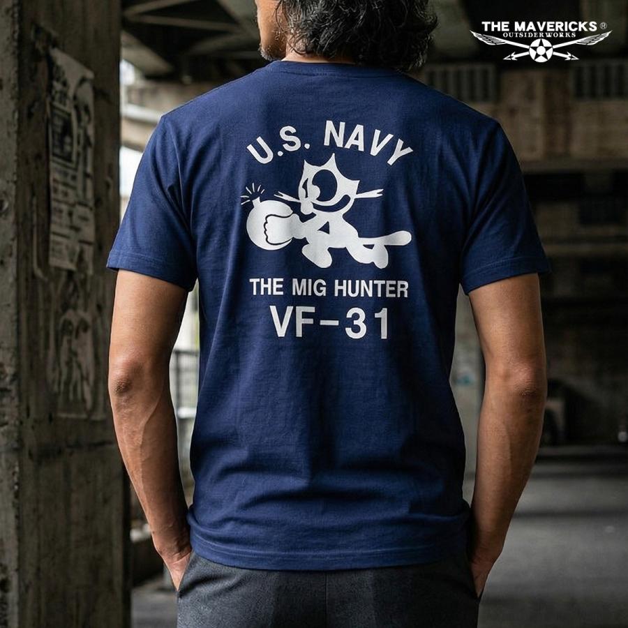 Tシャツ メンズ 半袖 ミリタリー アメカジ 米海軍 黒猫 CAT モデル