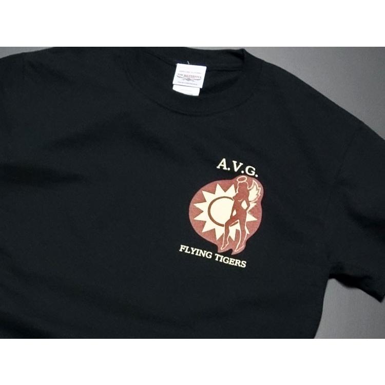 ミリタリー Tシャツ メンズ 半袖 AVGフライングタイガース第三戦隊 米国綿/ブラック 黒｜mavericks｜06