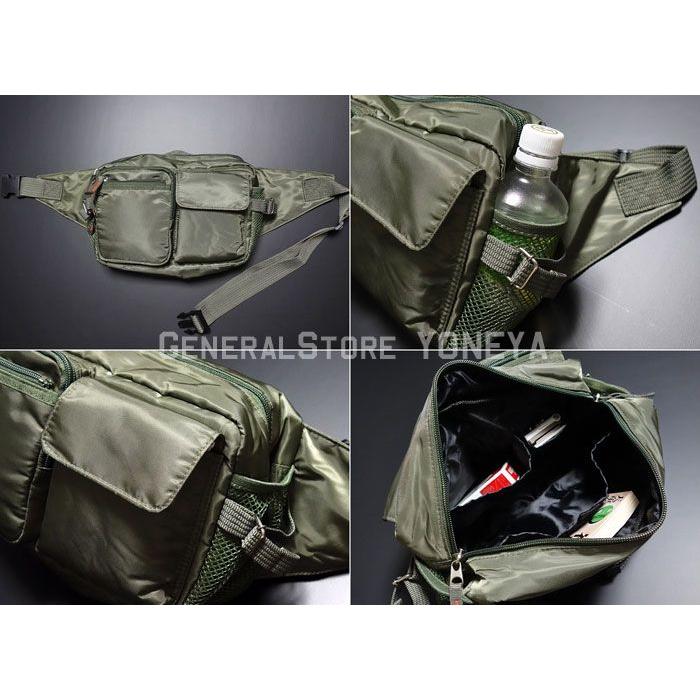 ウェストバッグ ヒップバッグ メンズ MA-1 タイプ ミリタリー バイク 大容量 ナイロン 新品 オリーブ