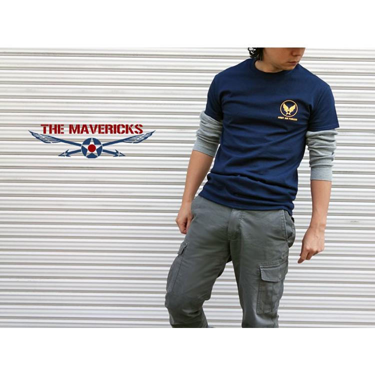 THE MAVEVICKS ブランド ミリタリー Tシャツ 半袖 メンズ 爆弾エアフォース メンフィス ベル モデル ロゴT ネイビー｜mavericks｜04