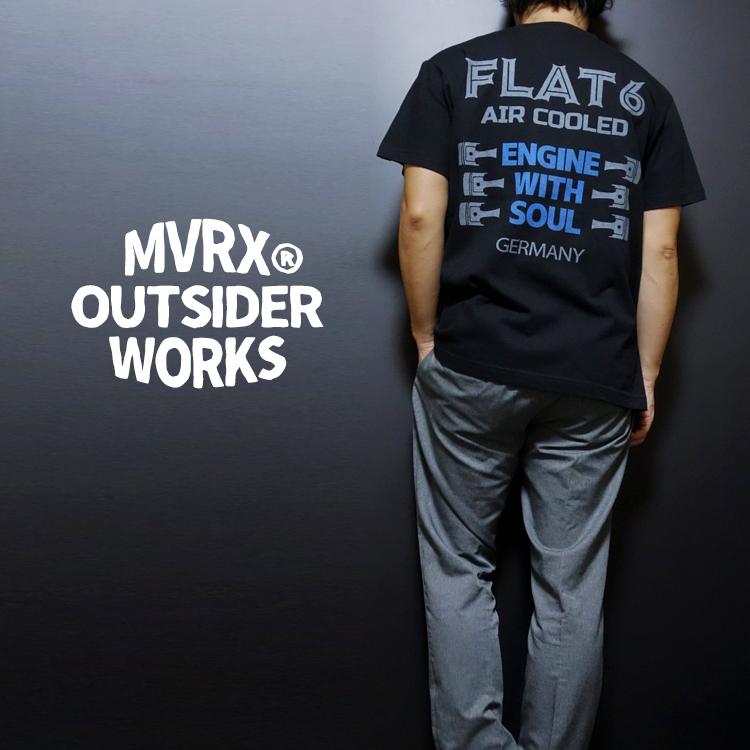 Tシャツ 半袖 メンズ 車 エンジン MVRX ブランド FLAT6 モデル / ブラック 黒｜mavericks｜02
