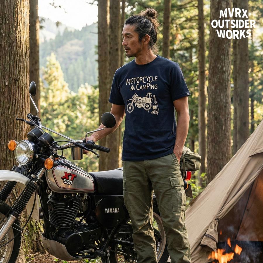 Tシャツ 半袖 メンズ MVRX ブランド MOTO CAMP モデル バイク キャンプ