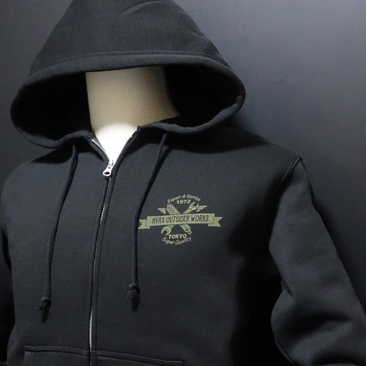 MVRX 極厚 10oz スウェット ジップアップ パーカー メンズ ブランド 裏