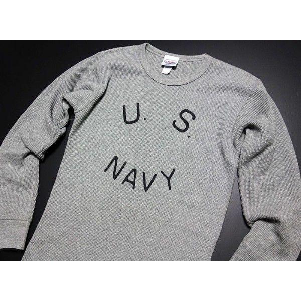 ミリタリー サーマル ワッフル 生地 長袖 Tシャツ メンズ U.S.NAVY