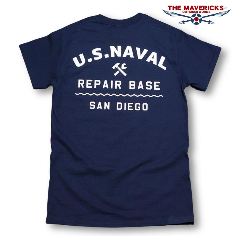 Tシャツ メンズ 半袖 ミリタリー アメカジ 米海軍 REPAIR BASE モデル MAVERICKS ブランド ネイビー 紺｜mavericks｜02