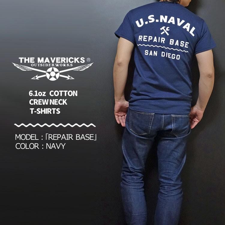 Tシャツ メンズ 半袖 ミリタリー アメカジ 米海軍 REPAIR BASE モデル MAVERICKS ブランド ネイビー 紺｜mavericks｜04