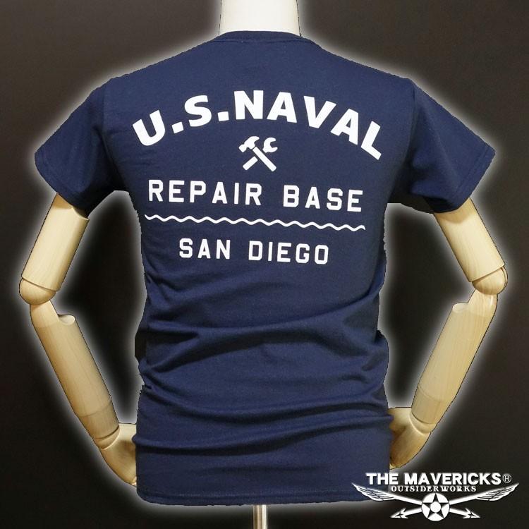 Tシャツ メンズ 半袖 ミリタリー アメカジ 米海軍 REPAIR BASE モデル MAVERICKS ブランド ネイビー 紺｜mavericks｜08