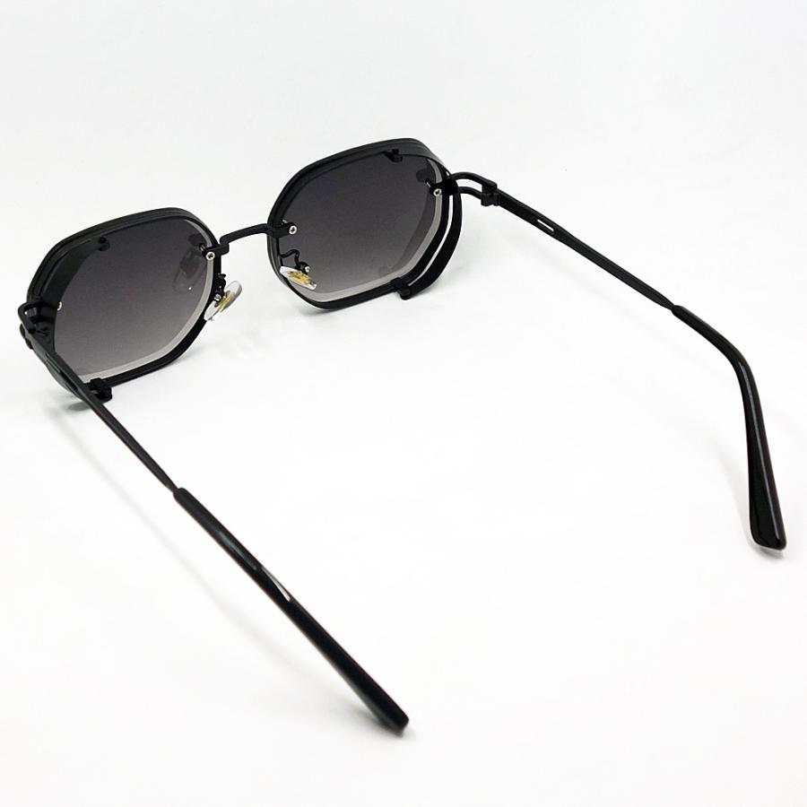 マットブラック オクタゴン型サングラス スチームパンク風 サングラス メンズ レディース メタル 風防