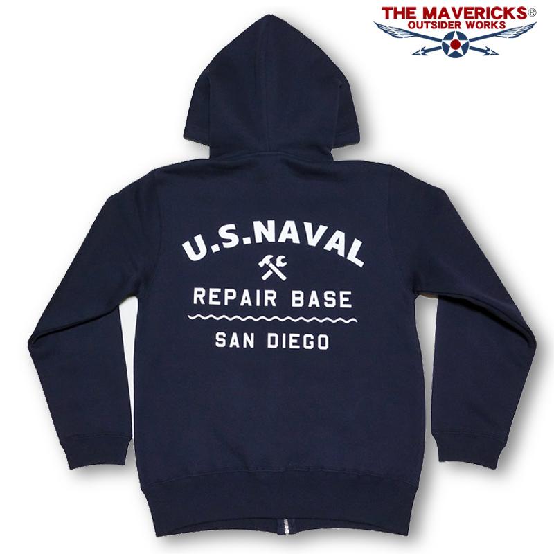 THE MAVERICKS ブランド ミリタリー ジップアップ スウェット パーカー