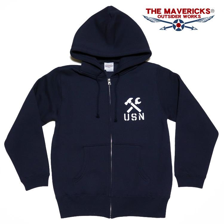 THE MAVERICKS ブランド ミリタリー ジップアップ スウェット パーカー