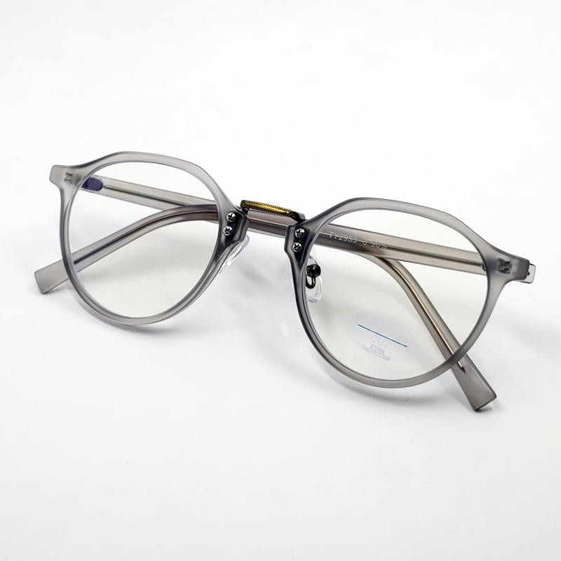 PCメガネ ブルーライトカットメガネ ラウンド グレー UVカット 伊達