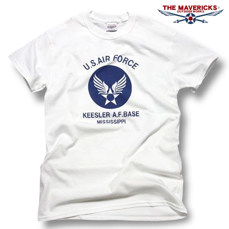 THE MAVERICKS ブランド ミリタリー Tシャツ メンズ 半袖 アメカジ 綿100％ USAF エアフォース 白 黒 青 黄 ホワイト ブラック ブルー グレー オリーブ イエロー | ブランド登録なし