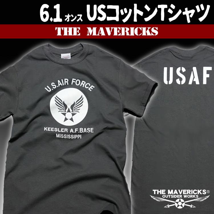 THE MAVERICKS ブランド ミリタリー Tシャツ メンズ 半袖 アメカジ 綿100％ USAF エアフォース 白 黒 青 黄 ホワイト ブラック ブルー グレー オリーブ イエロー | ブランド登録なし | 17