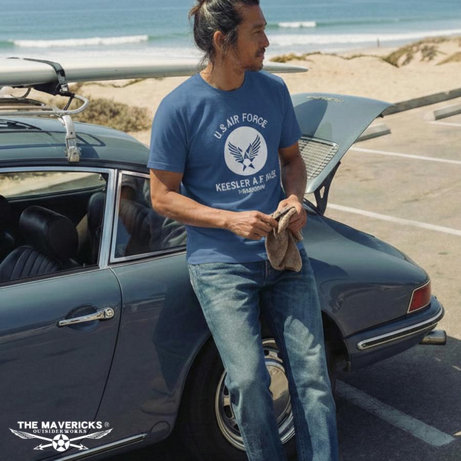 THE MAVERICKS ブランド ミリタリー Tシャツ メンズ 半袖 アメカジ 綿100％ USAF エアフォース 白 黒 青 黄 ホワイト ブラック ブルー グレー オリーブ イエロー | ブランド登録なし | 19